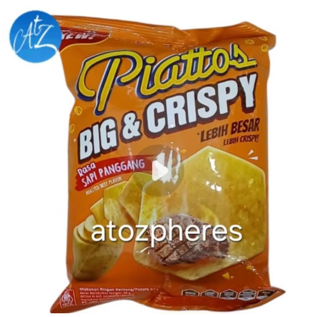 

Cemilan snek makanan ringan rasa sapi panggang halal MUI JACK 'n JILL Piattos BIG & CRISPY Roasted Beef Flavor 68g