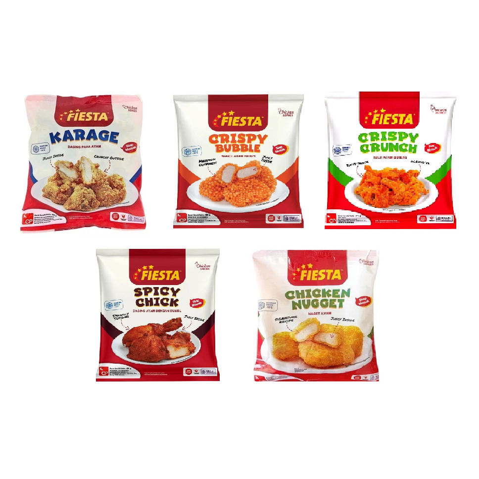 

Fiesta Karage / Nugget / Spicy chick / Crispy crunch / Crispy bubble 400gr