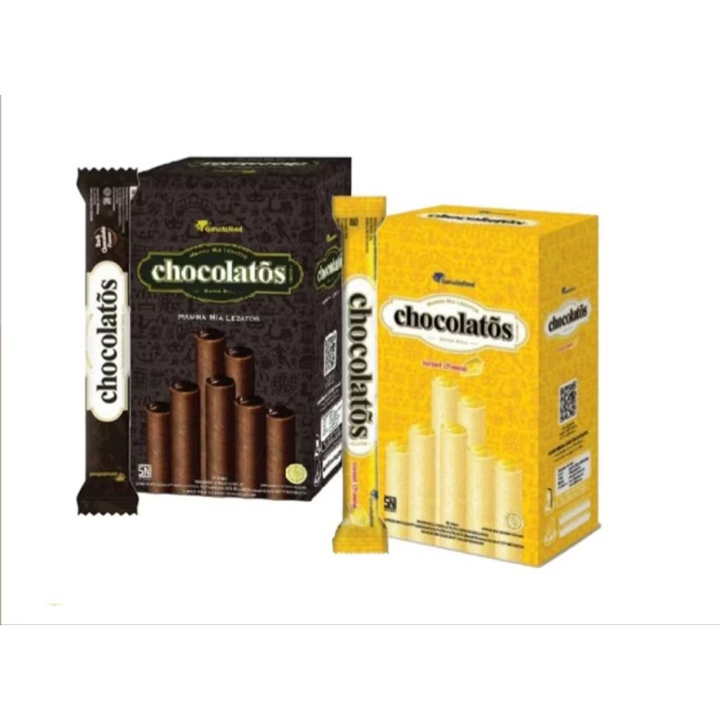 

CHOCOLATOS COKLAT –KEJU MANIS 1 pcs WaferStick 1000an/Gery Chocolatos Wafer Roll Rasa coklat–Keju cheese 14gr Box isi 1pcs