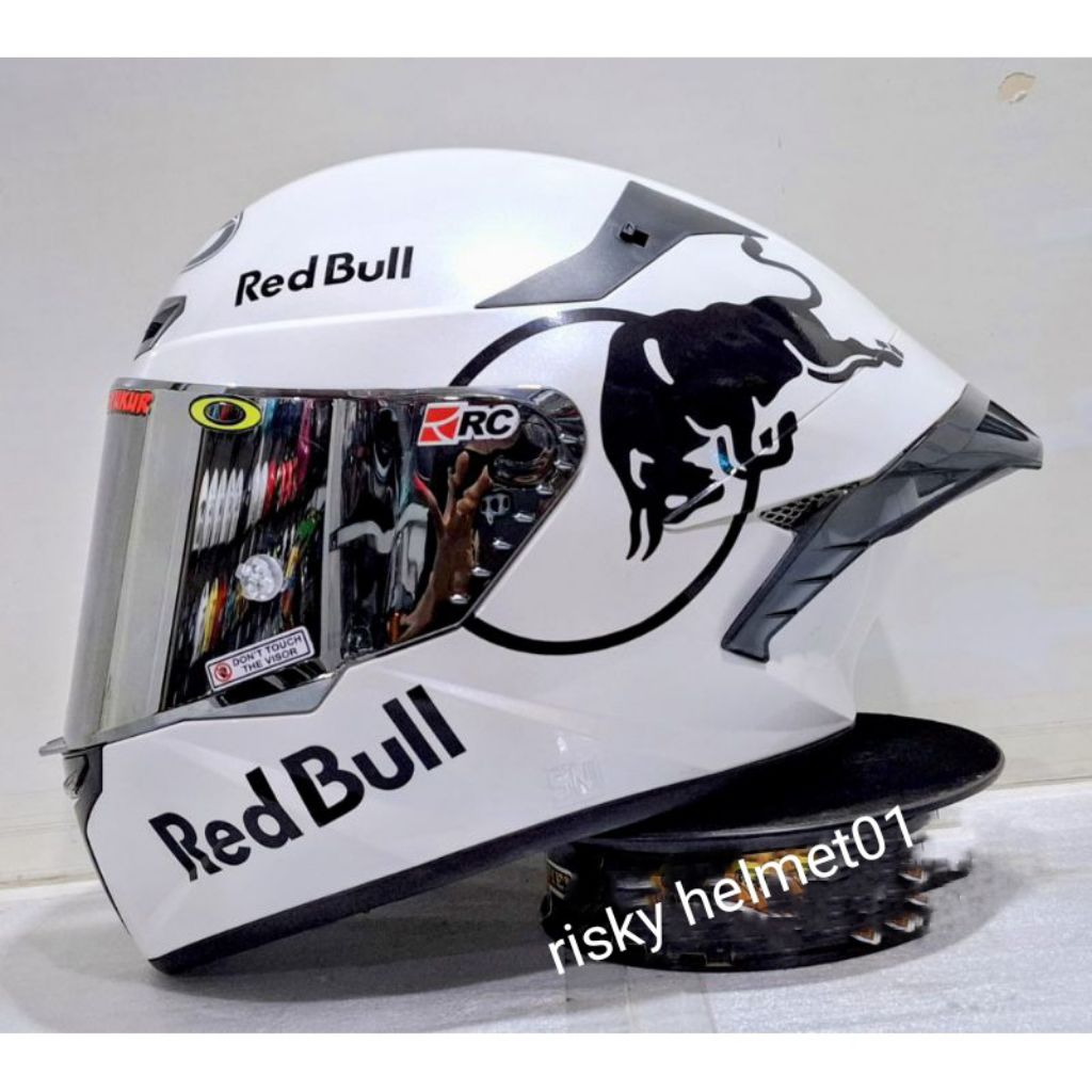Helm Full Face KYT TT Course Polos Paket Ganteng Red Bull