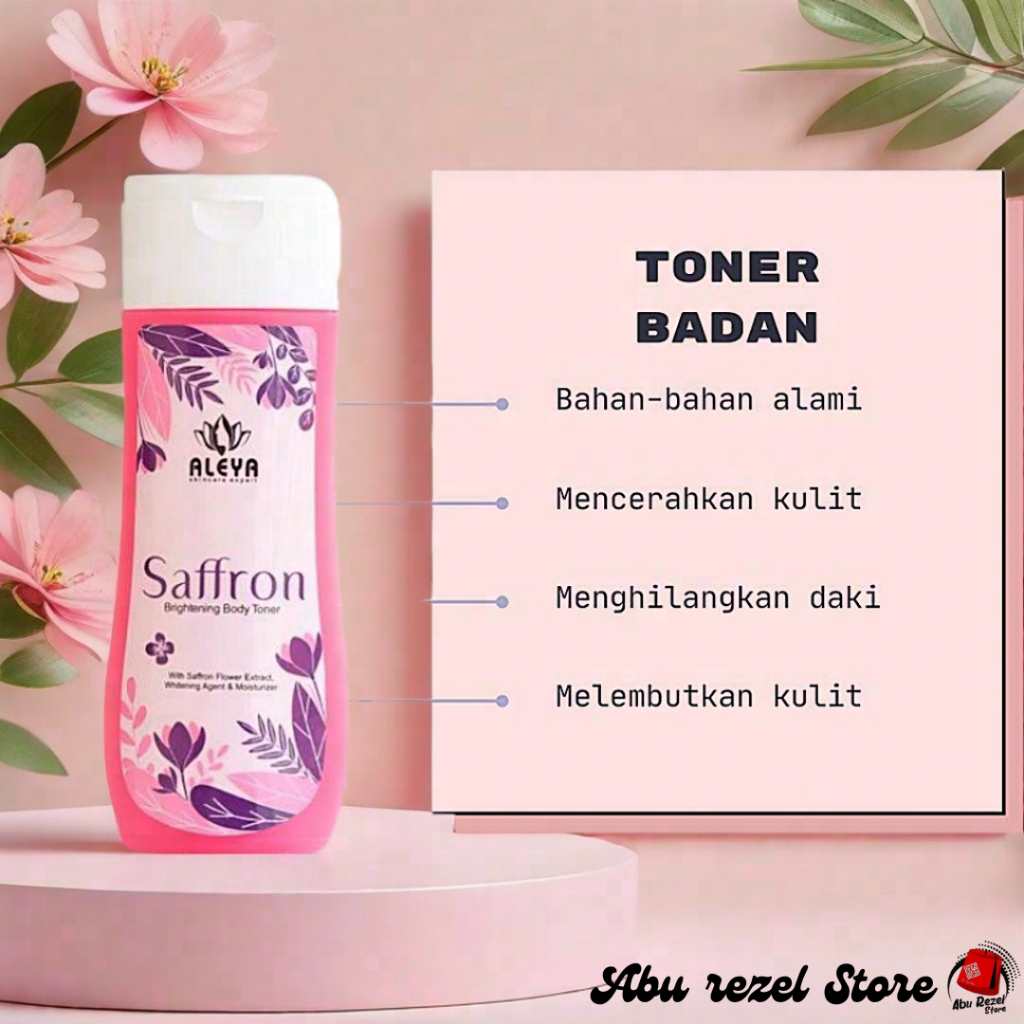 Toner Whitening Badan Aleya Skincare Toner | Pemutih Badan Saffron Original Toner - BPOM NA 18210100