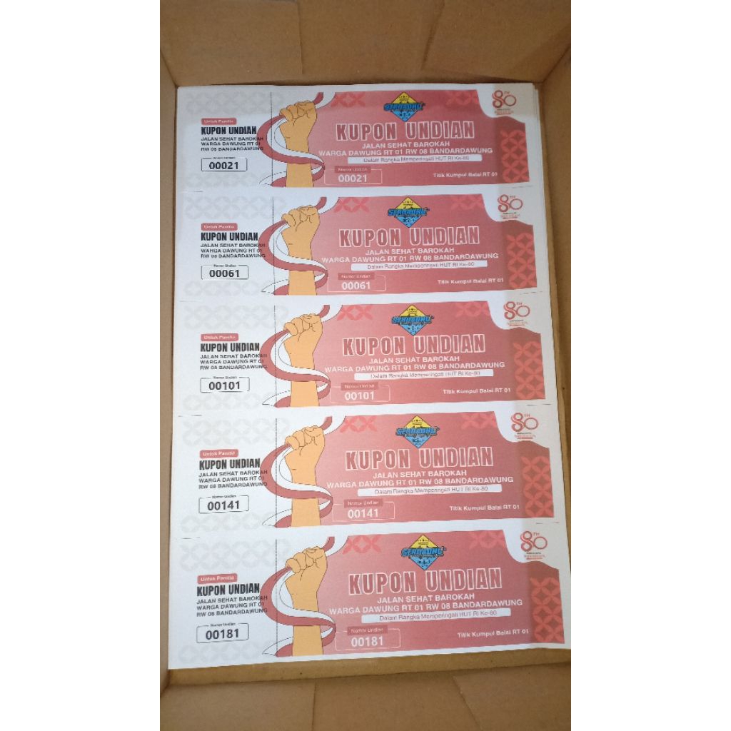 Kupon undian Kupon 17an kupon Jalan Sehat Kupon Acara 17 Agustus