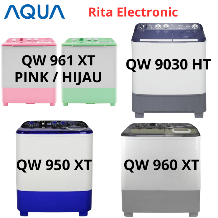 Mesin Cuci Aqua Dua Tabung 9 Kg Low Watt QW 9030 HT / QW 9031 HT