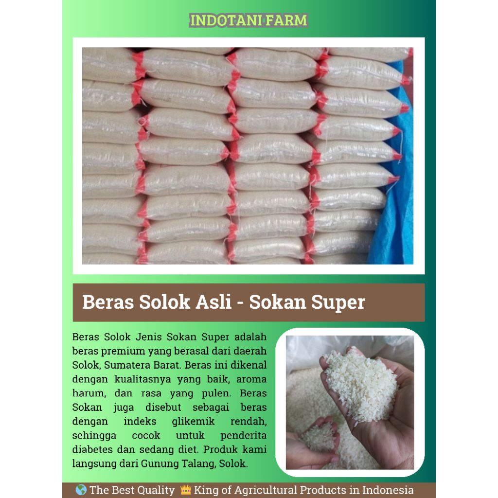 

INDOTANI_ Beras Solok Asli Sokan (Kualitas Terbaik)