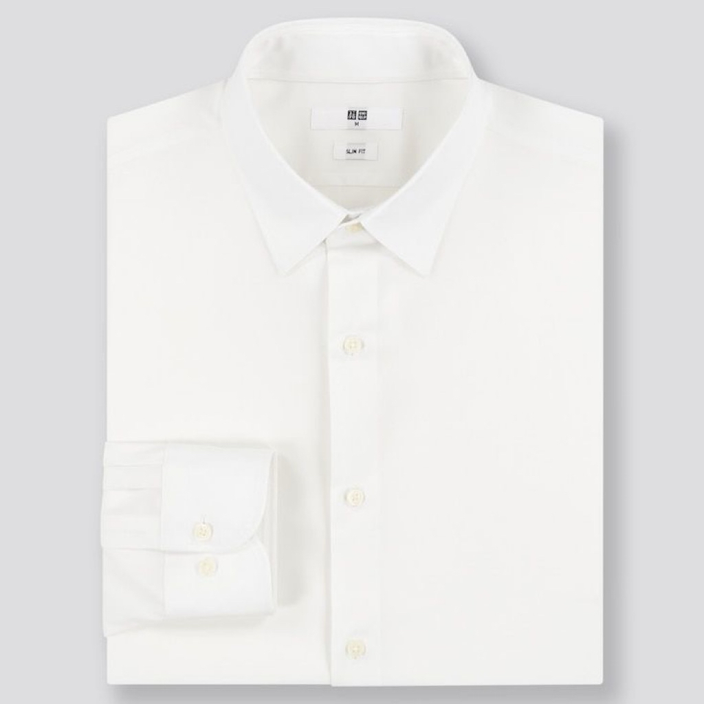 (ORIGINAL SECOND) UNIQLO Kemeja Pria Putih – Bahan Katun Oxford Premium,Size L