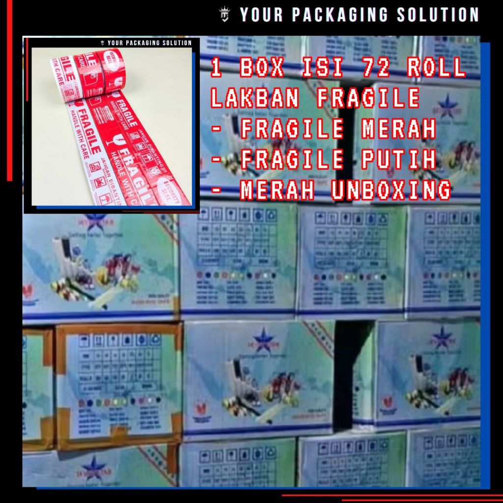

1 BOX (72 ROLL) LAKBAN FRAGILE • SEVEN STAR / STAR TAPE