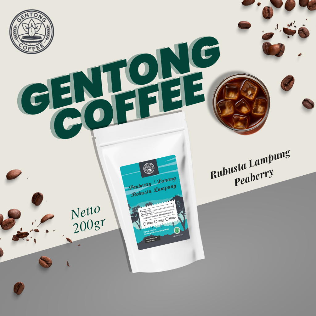 

Kopi STRONG RoastedBeans Bubuk Robusta Lampung Peaberry Lanang Gentong Coffee 200 gram