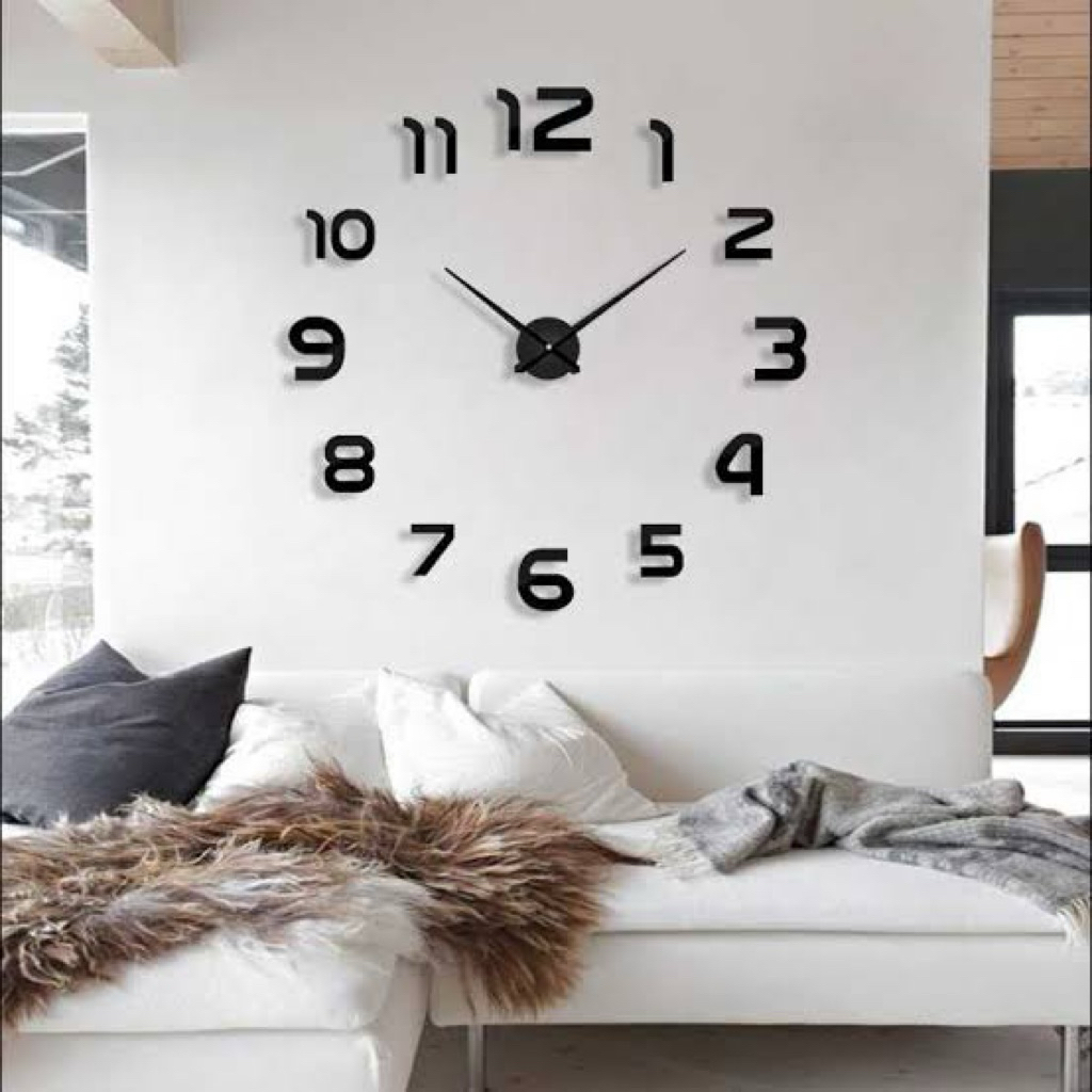 Hiasan dinding Jam dinding unik 150CM Hitam Gold Jam dinding jumbo jam minimalis DIY jam besar