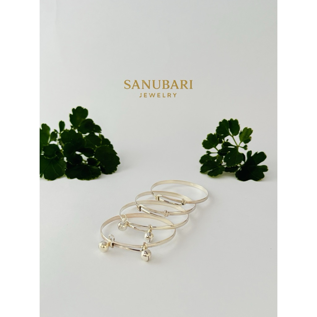 gelang bayi perak motif polos / set gelang perak bayi