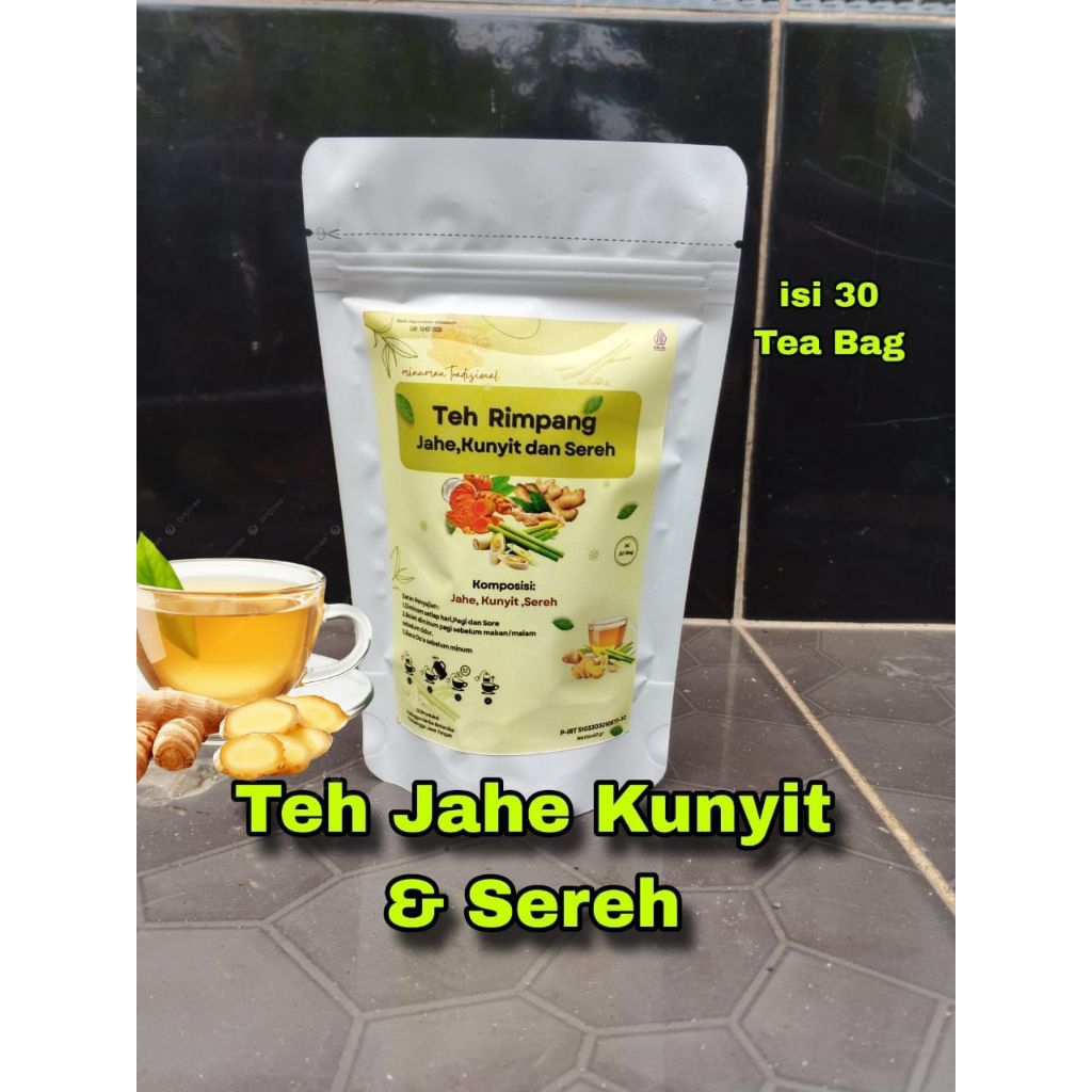 

TEH JAHE KUNYIT SEREH TEH HERBAL RIMPANG ISI 30 TEA BAG TEH KESEHATAN
