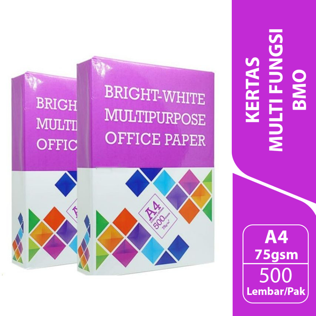 

BMO Kertas Fotokopi Bright White A4 75gsm 500 Lembar Pak Stok Aman Usaha Jalan Terus Multi Fungsi Paper Ideal untuk Dokumen dan Berbagai Kebutuhan