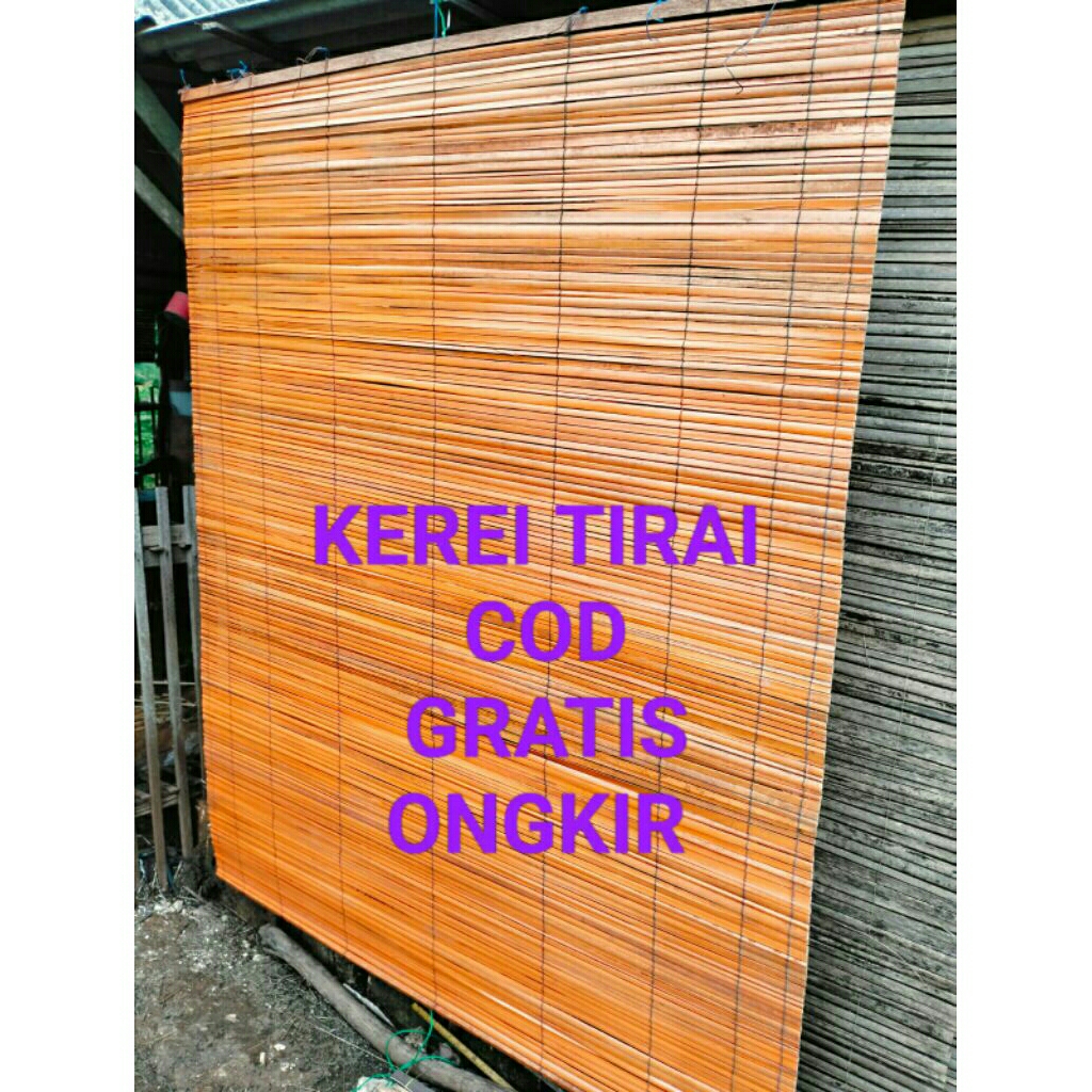 Tirai Krey Minimalis Bambu Sawit Anyaman Alami Untuk Jendela Dan Teras
