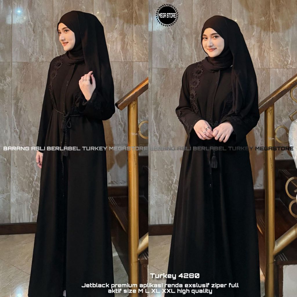 Abaya Turkey Series 4280 - Aplikasi Renda Exclusive