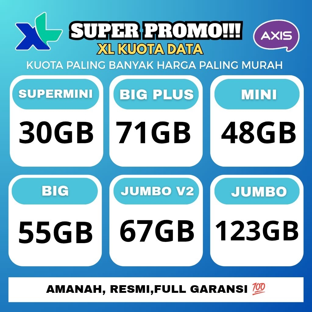 TERMURAH PAKET DATA KUOTA XL AXIS AKRAB 24 JAM BERGARANSI