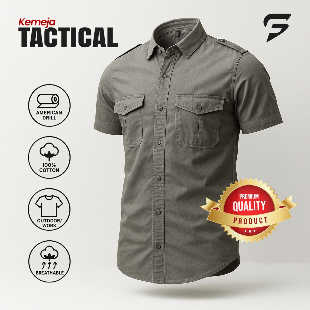 Kemeja Tactical Pria / Kemeja Tactical / Kemeja Tactical Lengan Pendek / Kemeja Pria / Kemeja Pria L