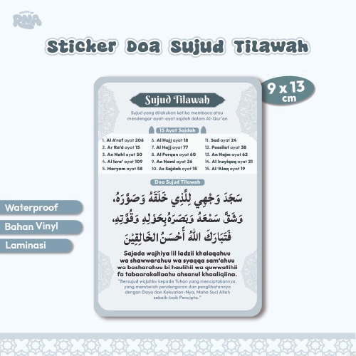 

Sticker Doa Sujud Tilawah | Sajdah | Sajadah | Cara | Daftar Surah | Stiker Vinyl Laminasi Waterproof