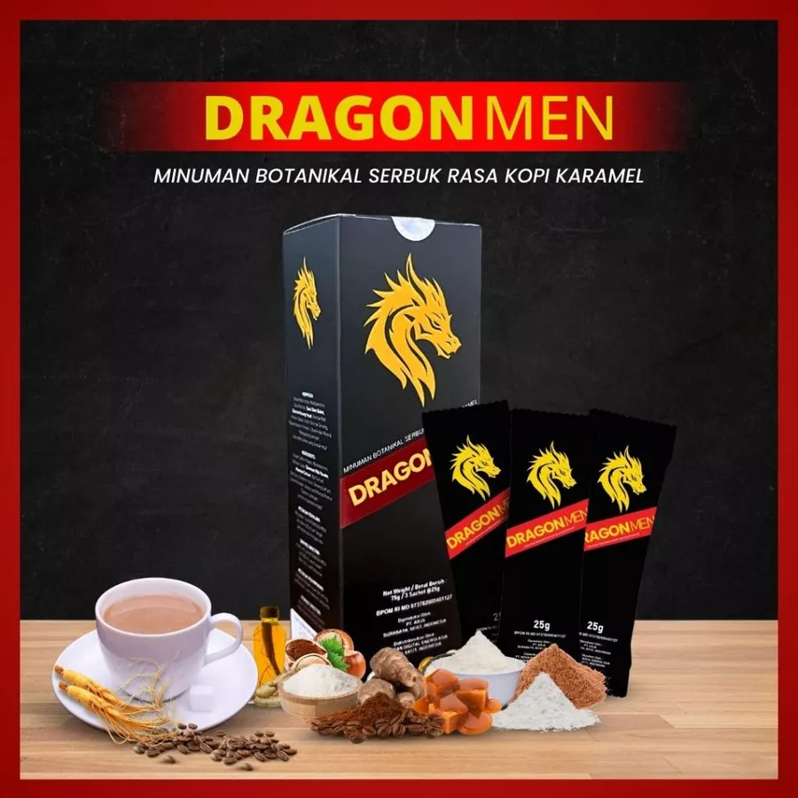 DRAGON MEN Minuman Kopi Karamel Stamina Pria Dewasa Obat Kuat Herbal Alami 100% Asli Original Sepert