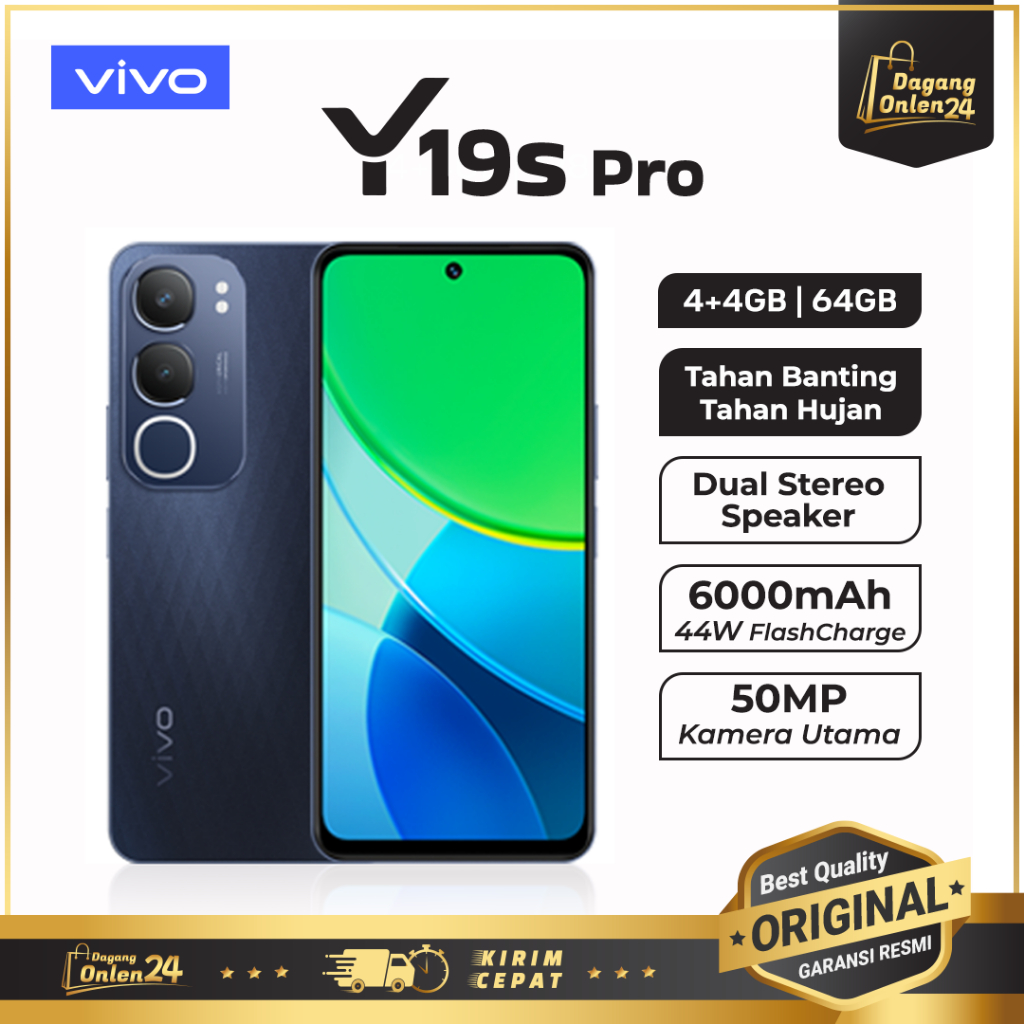 VIVO Y19s Pro 4/64GB Tahan Banting HP 1 Jutaan Terbaik 2025 Handphone Android HP Murah Tahan Air