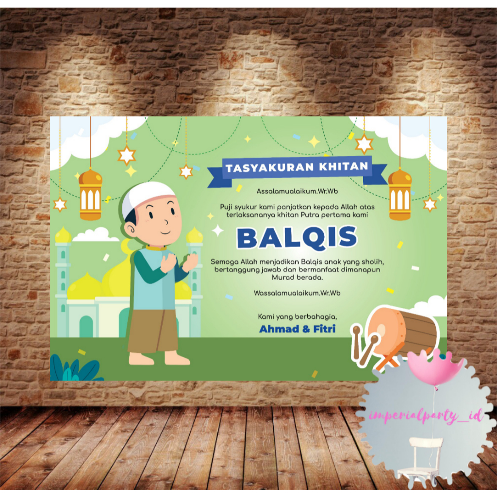 Custom Backdrop Banner Spanduk Tasyakuran Khitan Khitanan Sunat
