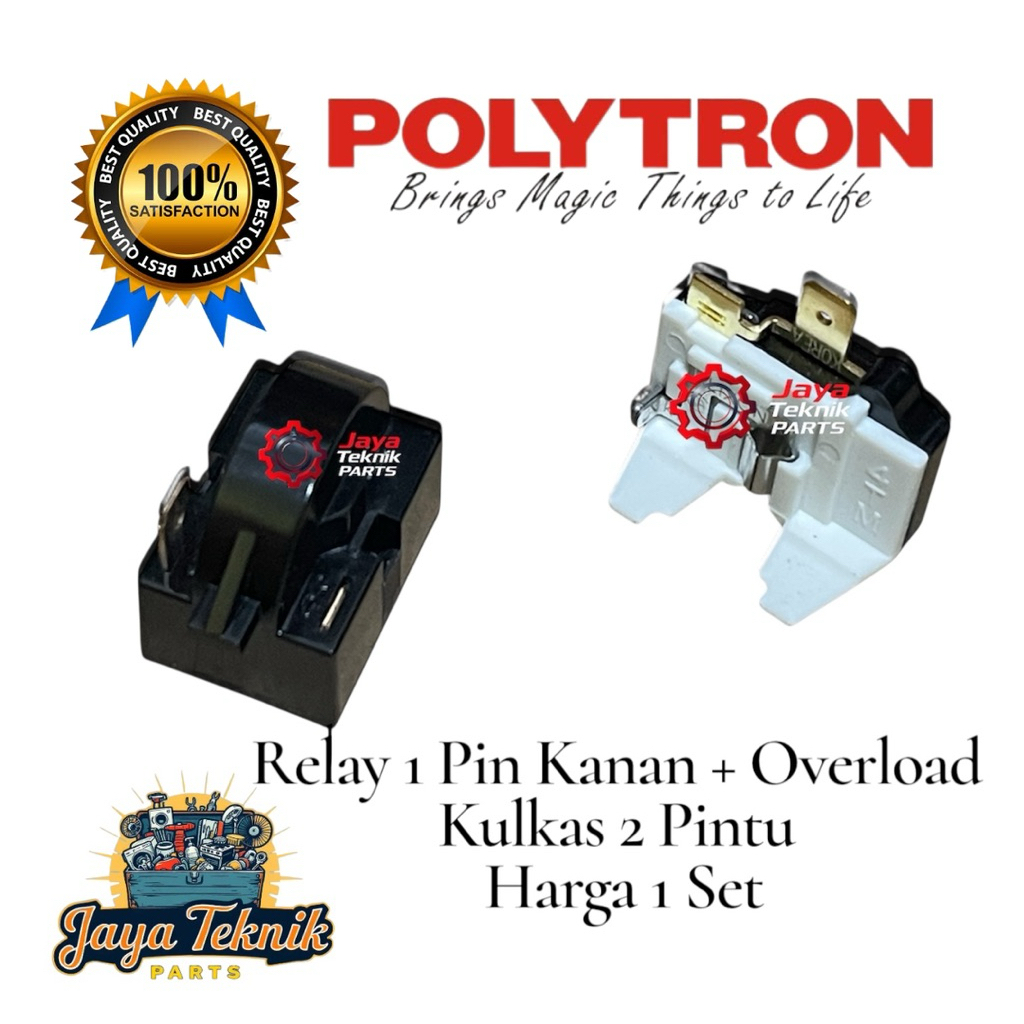 Set Relay 1 Pin Kanan + Ptc Overload Kulkas Polytron 2 Pintu / Relay Kulkas Polytron