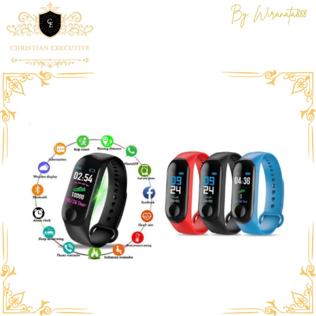 Smartband M3 jam tangan smartband waterproof monitor detak jantung notification