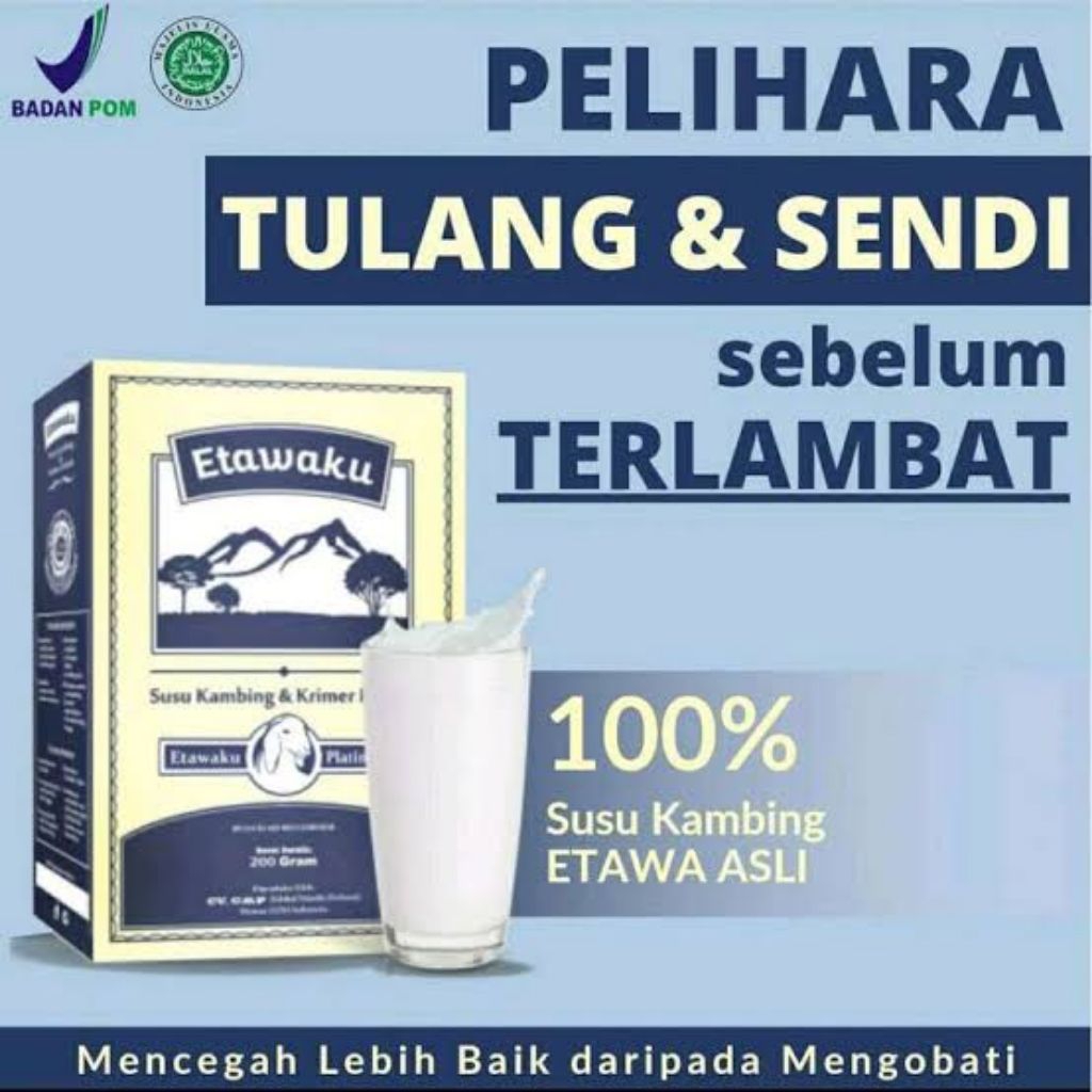 

Etawaku Platinum Susu Kambing Etawa Atasi Sesak Nafas dan Nyeri Sendi