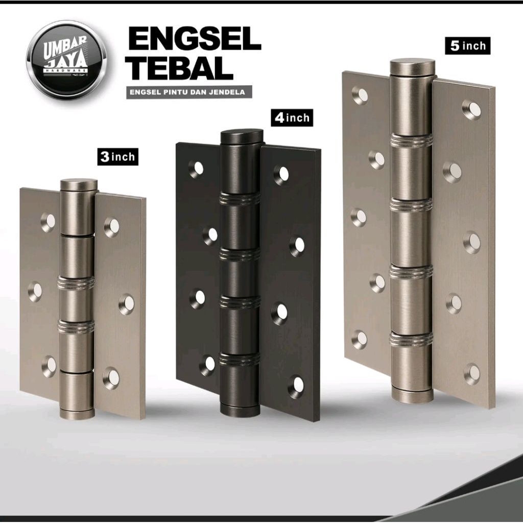 GENZO Engsel Tebal Pintu Jendela Rumah Kayu Lemari Kaca Utama Stainless Besi Baja