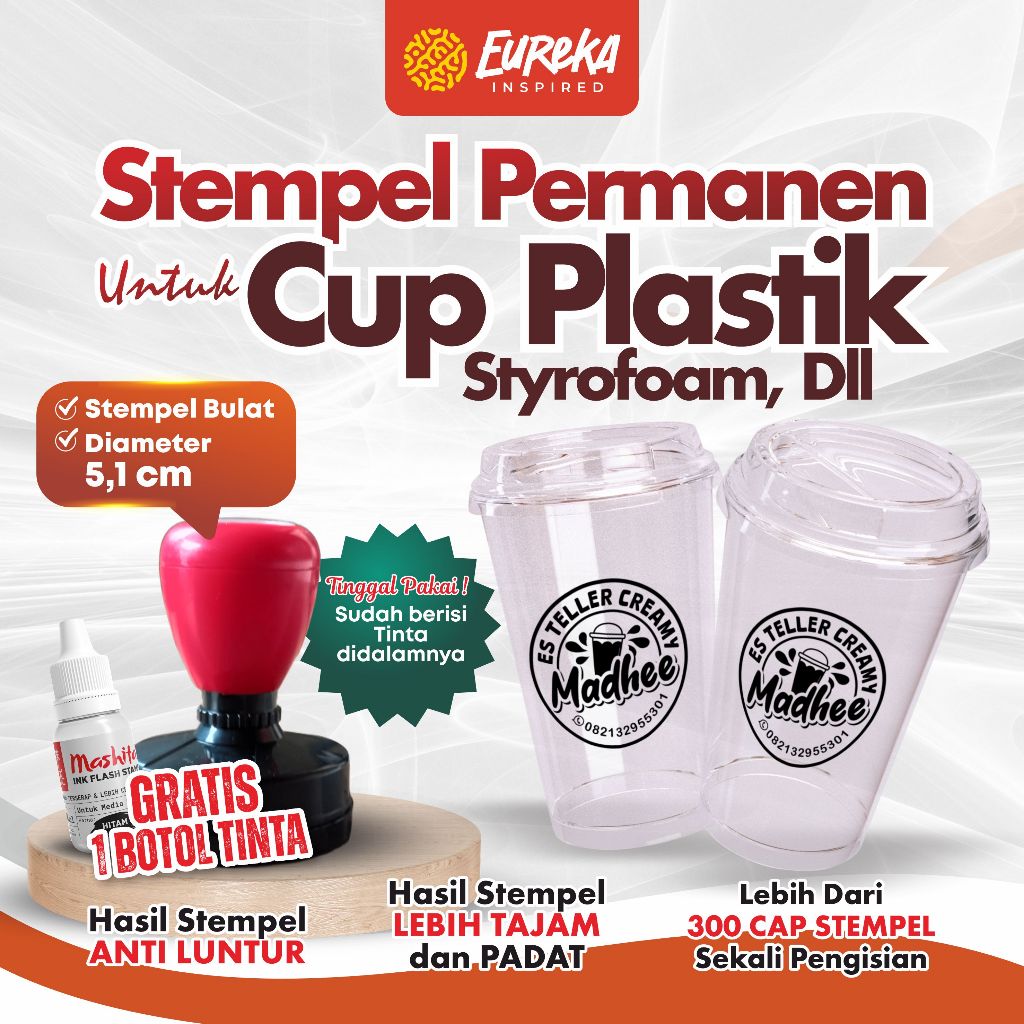 

[✔️ COD] STEMPEL FLASH BULAT TINTA PERMANEN UNTUK CUP PLASTIK | CUSTOM LOGO USAHA MINUMAN