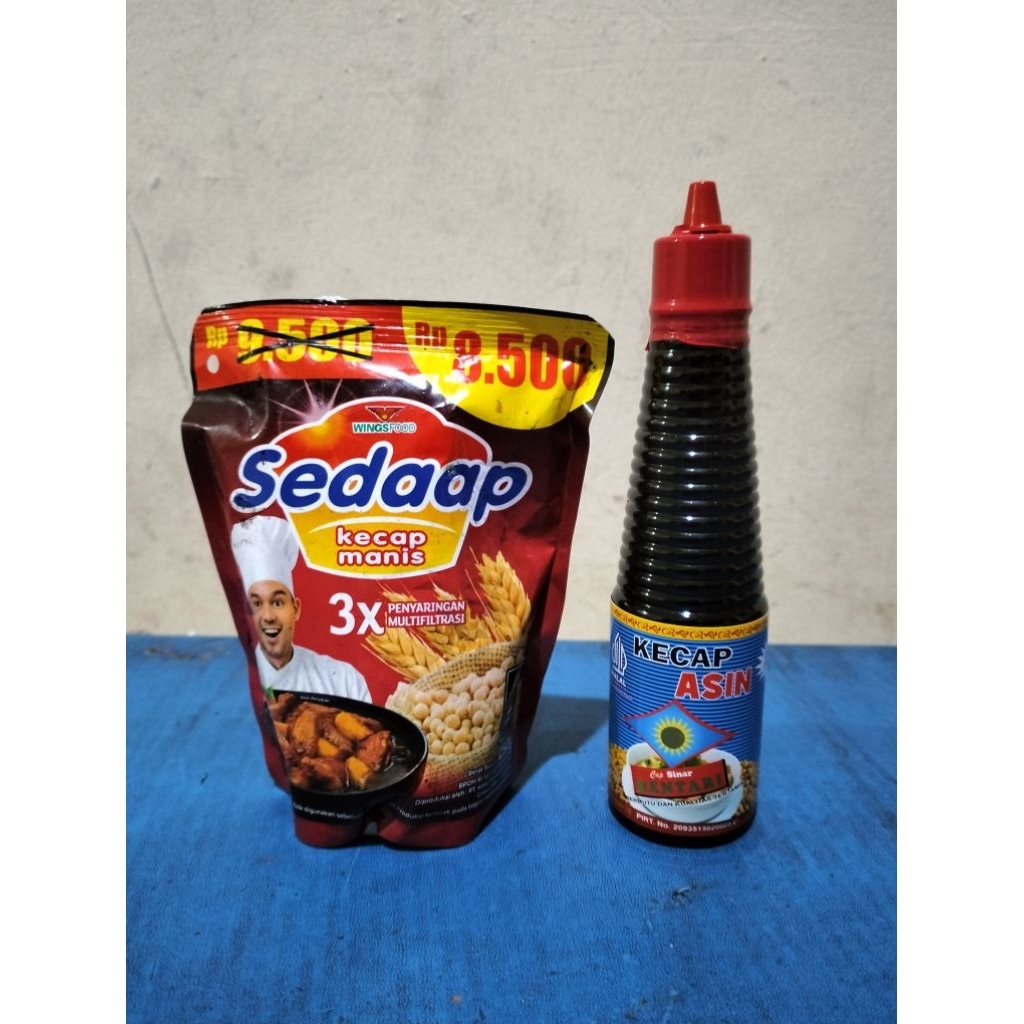 

2 in 1 paket kecap manis kemasan 250gr dan kecap asin kemasan 150ml