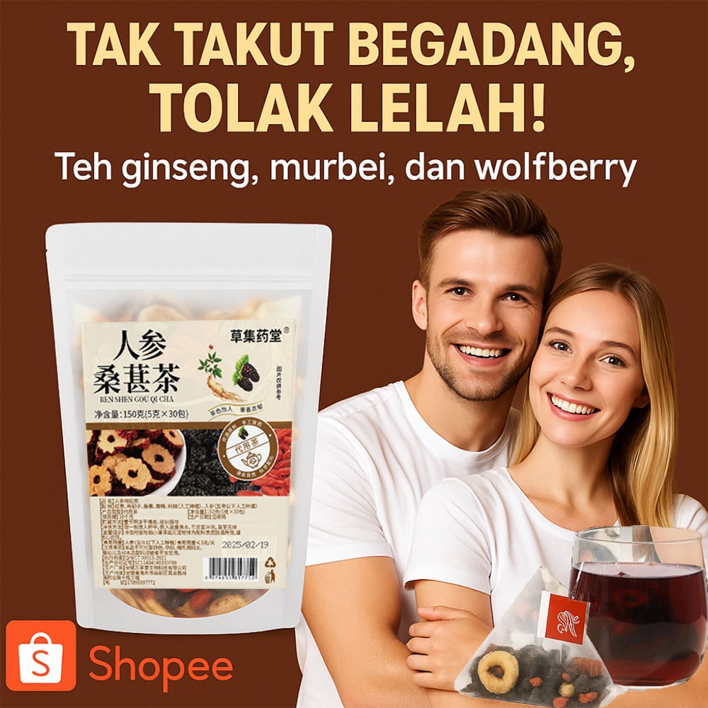 

⚡COD⭐Beli 1 Gratis 2⭐Teh Herbal Ginseng, Goji Berry & Mulberry Organik – Anti Lelah & Boost Stamina, Minuman Kesehatan Premium