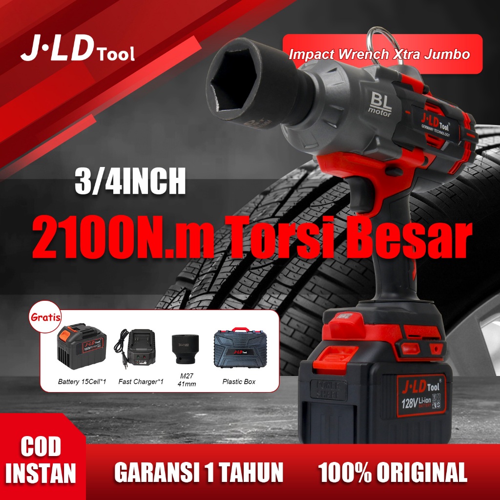 Performance monsterJ.LD Xtra Jumbo 2100NM 3/4" Impact Wrench Torsi Besar impact baterai 128Vf buat T