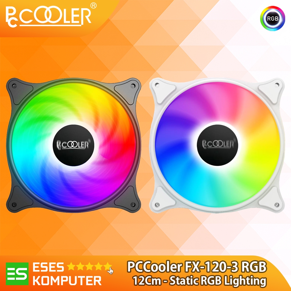 Fan PCCooler FX-120-3 RGB Black / White Fixed LED Color | FX120 Fan Case Casing PC