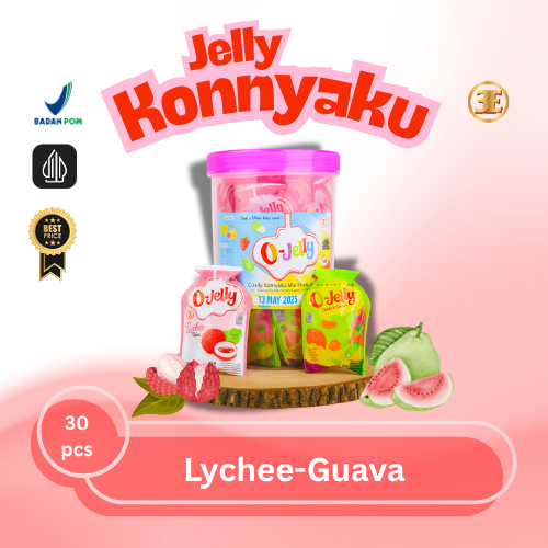 

O Jelly/Jeli/Ager Konnyaku Toples (Lychee Guava)/Isi 30 pcs (Harga satu toples)