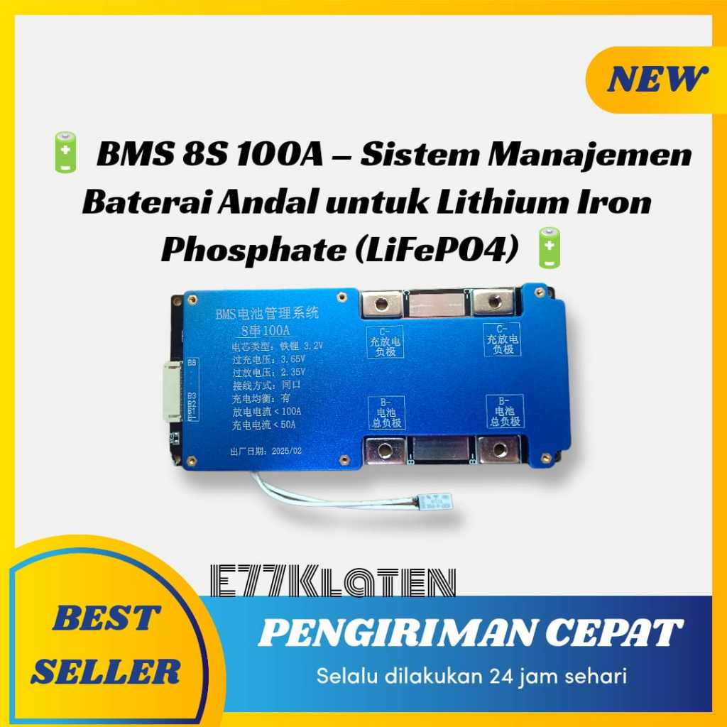 BMS Lifepo4 3.2v BMS 8S 24v 100A Baterai Protector Lithium BMS