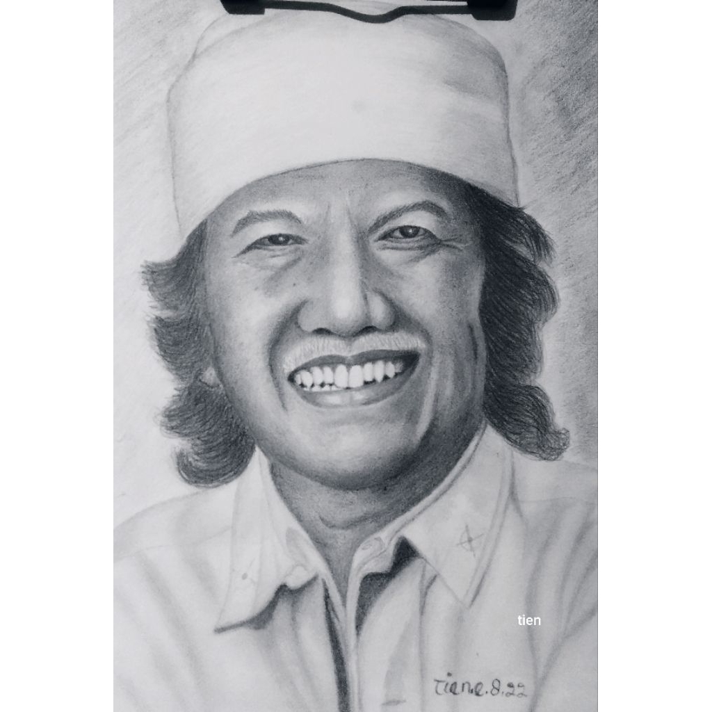 lukisan Cak Nun/Ainun Najib/drawing paper A4/21cmx29cm/free frame/