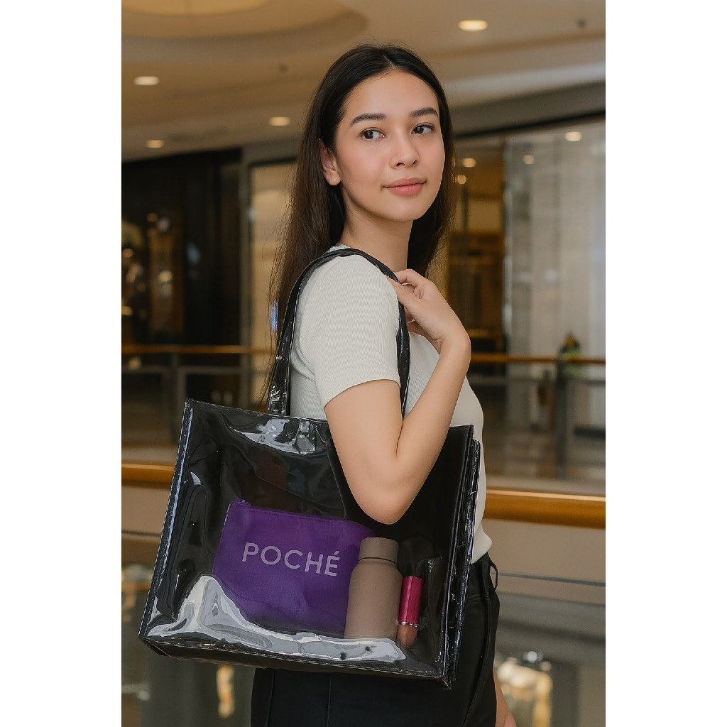 Tote Bag PVC Transparan Besar Tas Kuliah muat laptop Tas Fitness