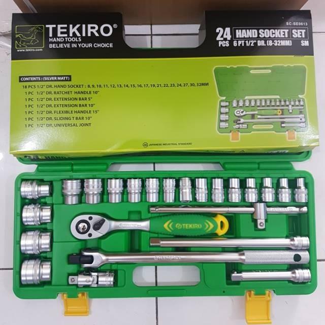 KUNCI SOK SET TEKIRO 8-32MM 24 PCS / KUNCI SOCKET 24PCS / 6PT - 12PT/ TEKIRO MATA SOCK PESEGI 6 /12