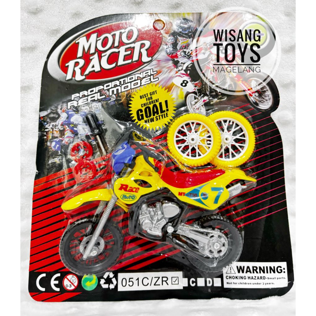 mainan motor cross motor trail motor racer miniatur motor trail bisa ganti roda dan cakram
