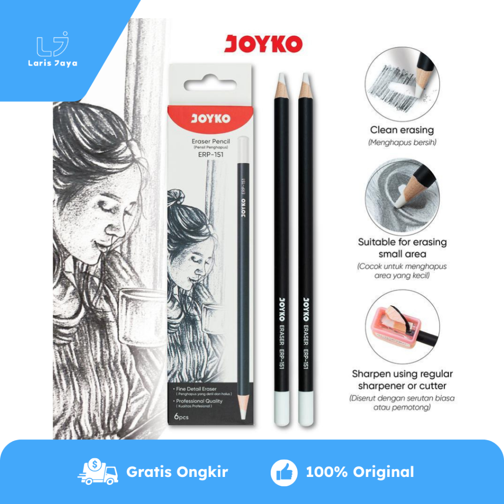 

1 Set / 6 Pcs Eraser Pencil Joyko ERP-151 ( Penghapus Bentuk Pensil )