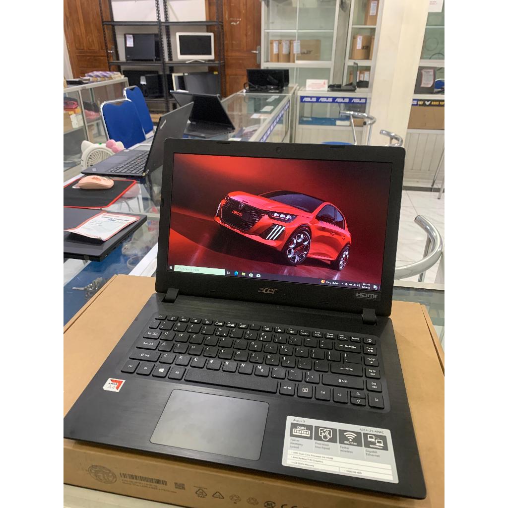 LAPTOP ACER ASPIRE 3 A314-21 AMD A4 RAM 4GB/SSD 256GB+HDD 1TB WIN10 LAYAR 14"HD SECOND