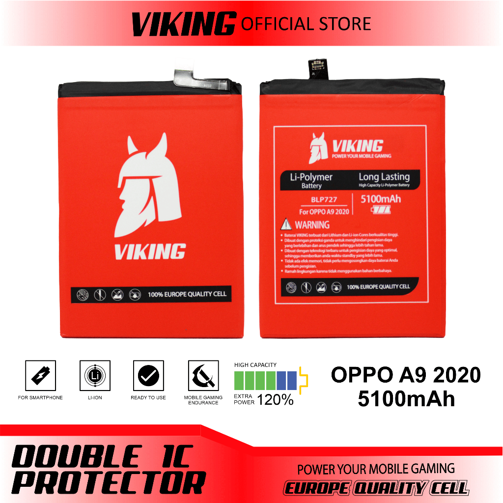 VIKING Baterai Oppo A5 2020 - A9 2020 BLP727 Double Power