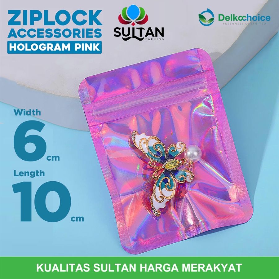 

Plastik Klip Ziplock Aksesoris Hologram Pink 6x10cm