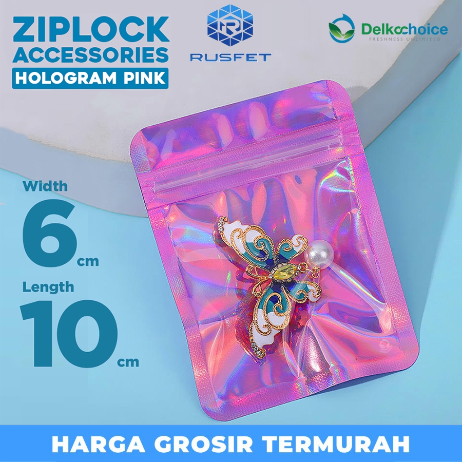 

Plastik Klip Ziplock Aksesoris Hologram Pink 6x10cm