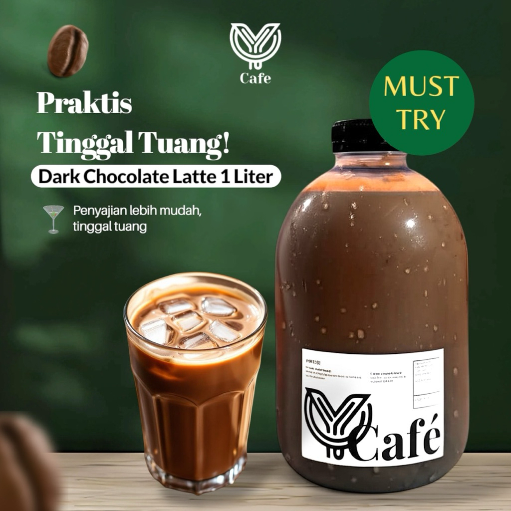 

Signature Dark Chocolate 1 Liter - Kemasan Minuman Botol Dark Chocolate Latte Praktis Tinggal Tuang by Y Cafe