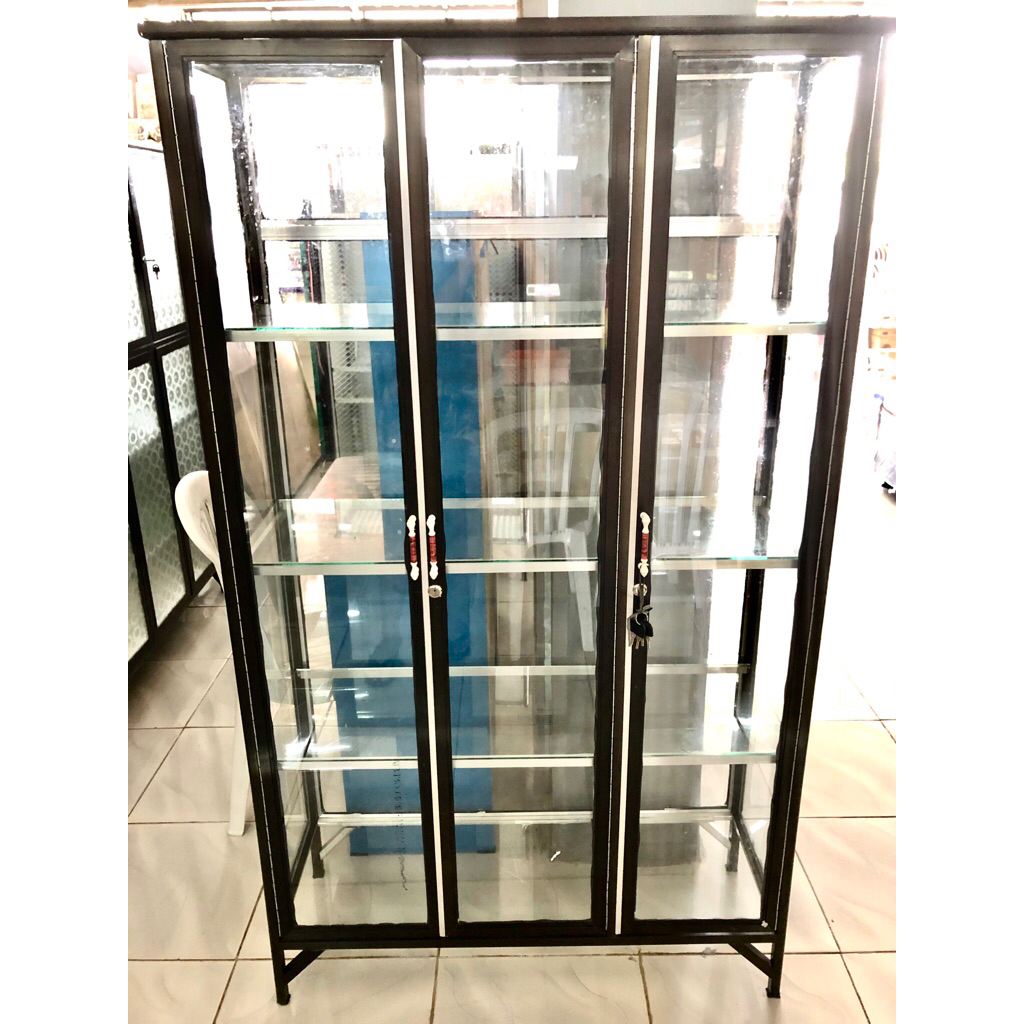 LEMARI PAKAIAN HIAS ALUMINIUM KACA STAINLESS