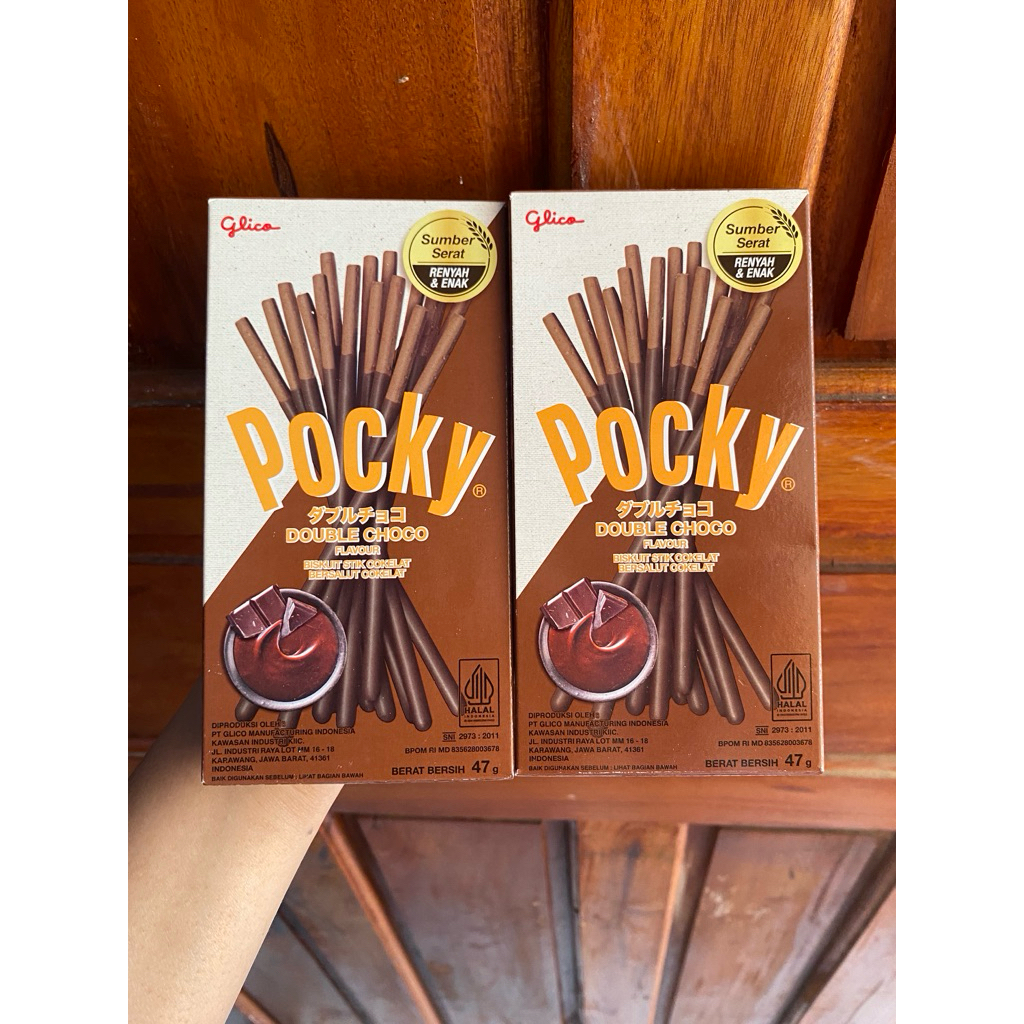 

Glico Pocky Double Coco Biskuit Stik Cokelat Bersalut Cokelat 47gr