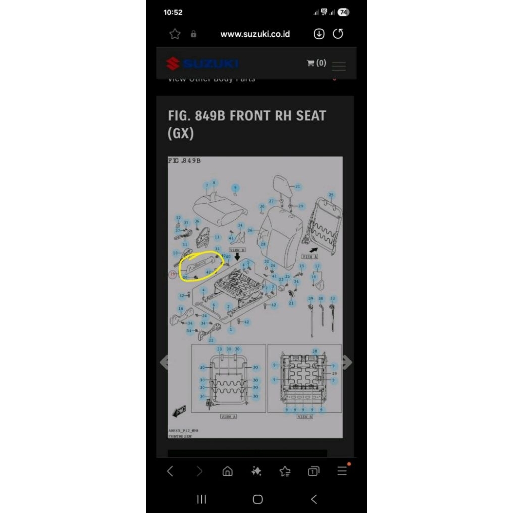 Cover tutup jok depan new ertiga