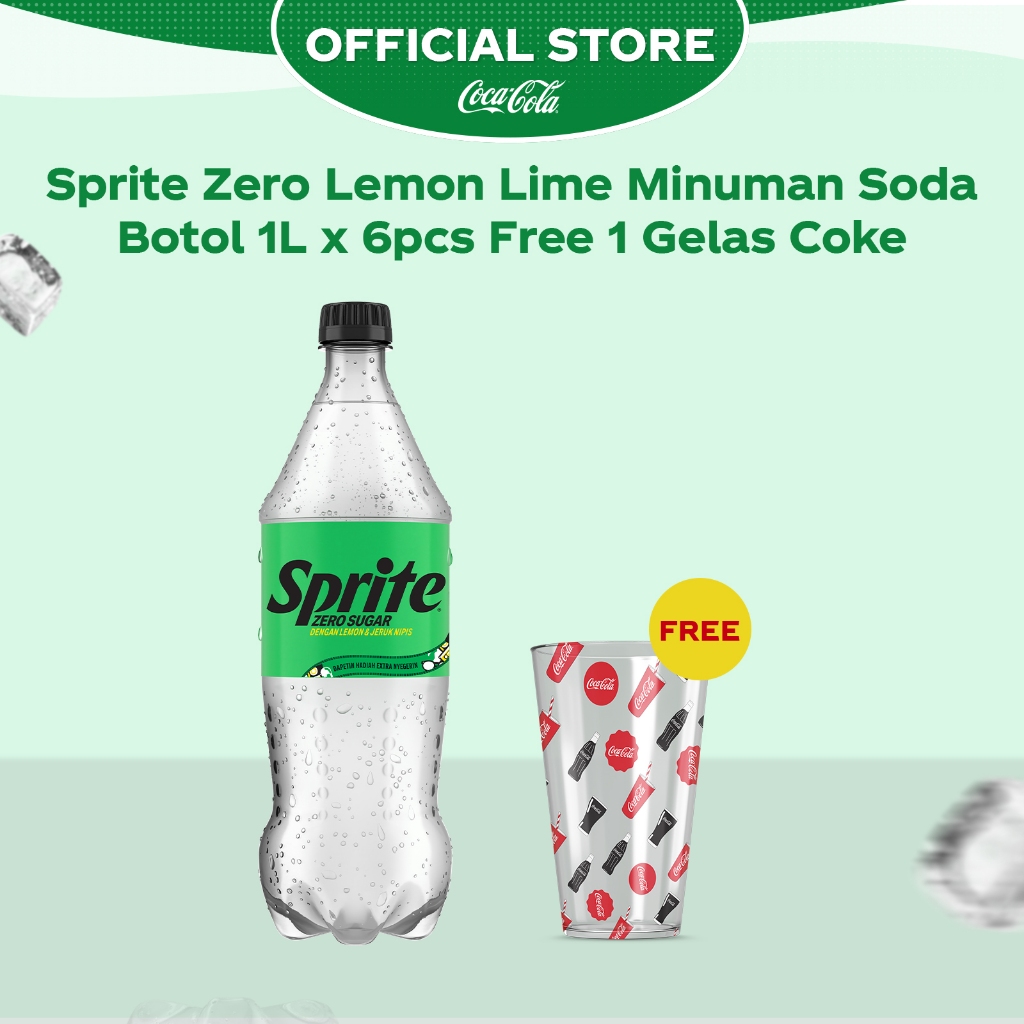 

Sprite Zero PET 1L x 6pcs Free 1pcs Gelas Coke