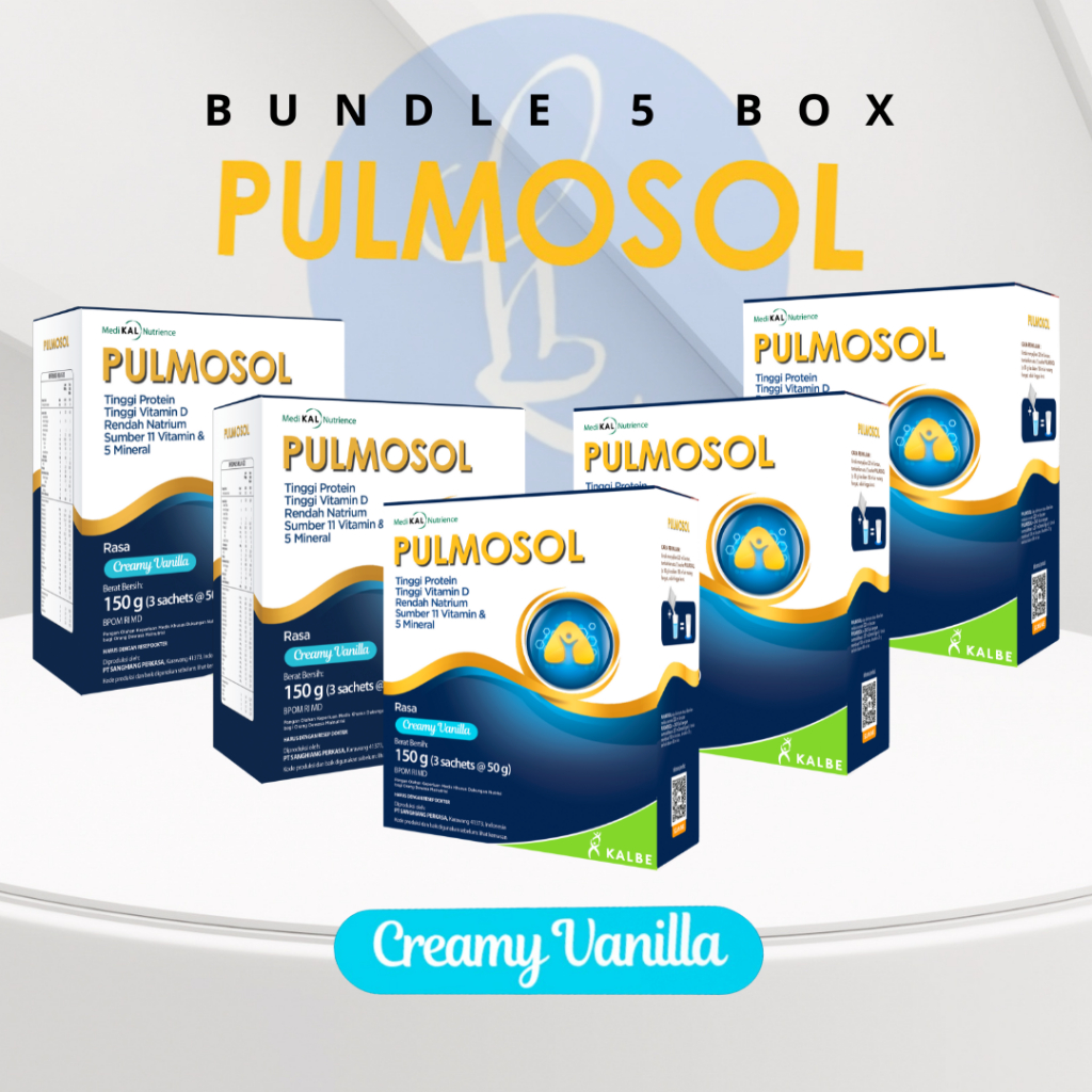 

PULMOSOL – Bundle 5 Box – Nutrisi Medis Tinggi Protein & Vitamin D, Rasa Creamy Vanilla