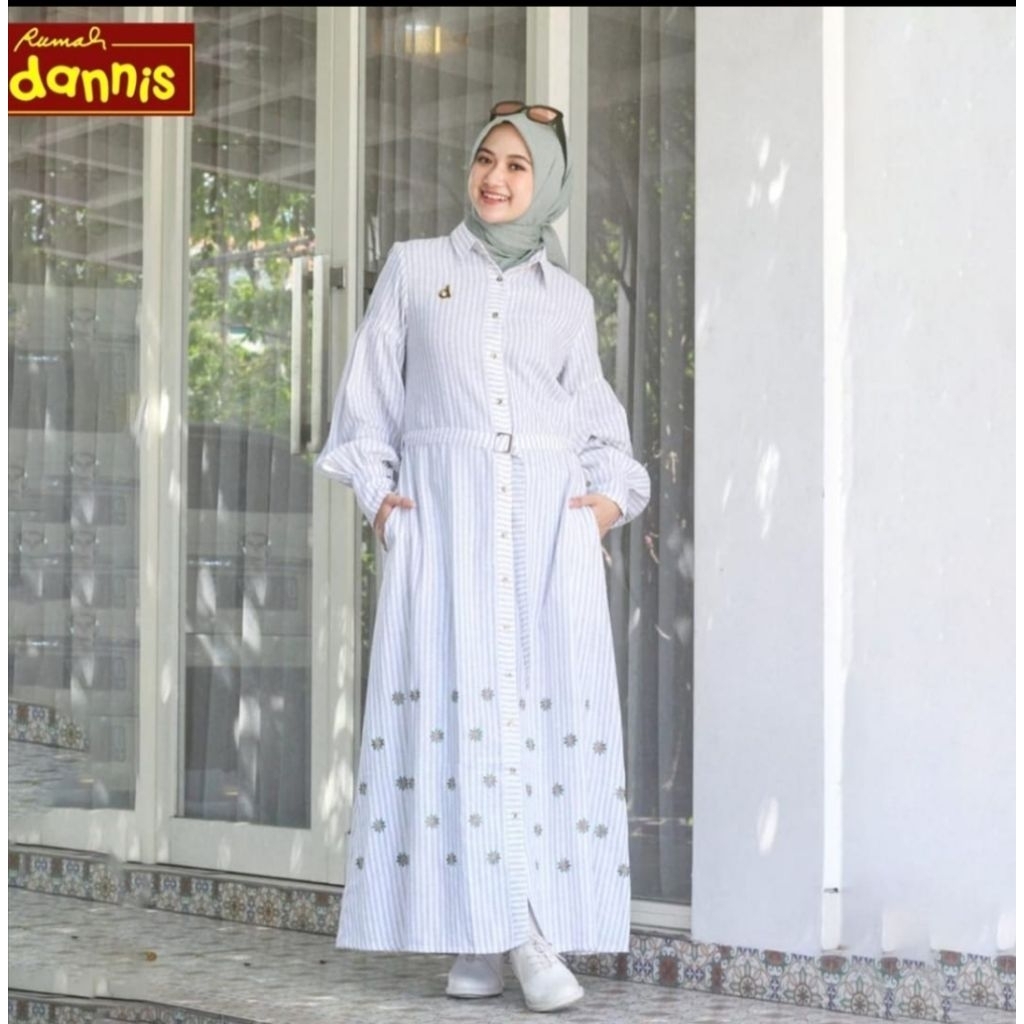 abaya dewasa dannis,231102,UK.L,warna light blue,motif salur,promo